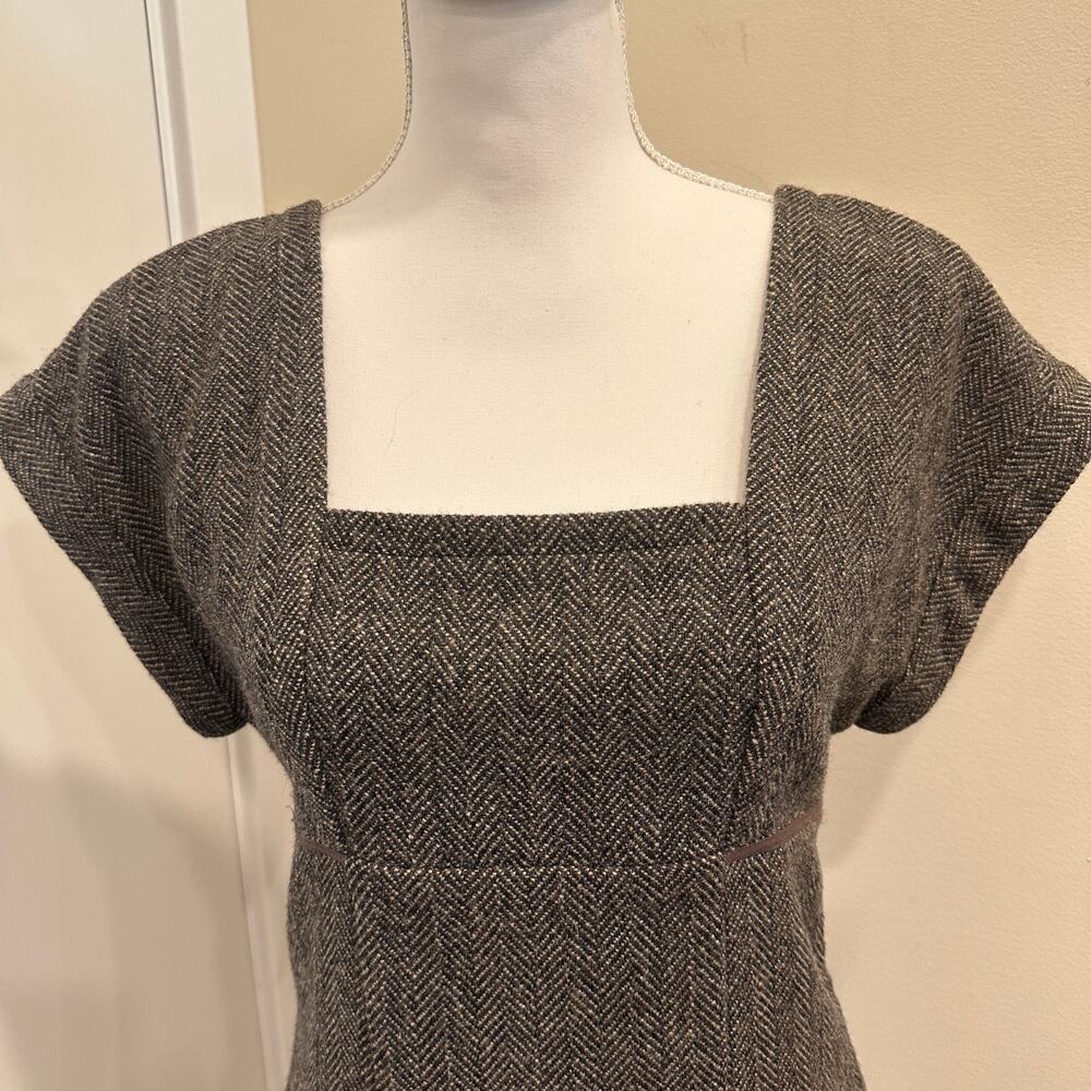 VTG Paul & Joe Brown Tweed Wool Blend Shift Dress Size Small Heritage Preppy - Picture 4 of 9